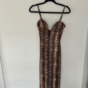 JLUXLABEL Deep Plunge Snakeskin Dress
